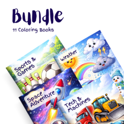Weather, Space, Sports & Machines Bundle – 11 Coloring Books